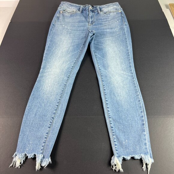 Judy Blue Jeans Women's 30x26* Skinny Mid Rise Light Blue Raw Hem Denim Tag 29 - Picture 1 of 16